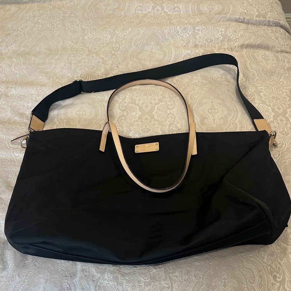 Kate Spade Black and Tan Nylon Tote Bag